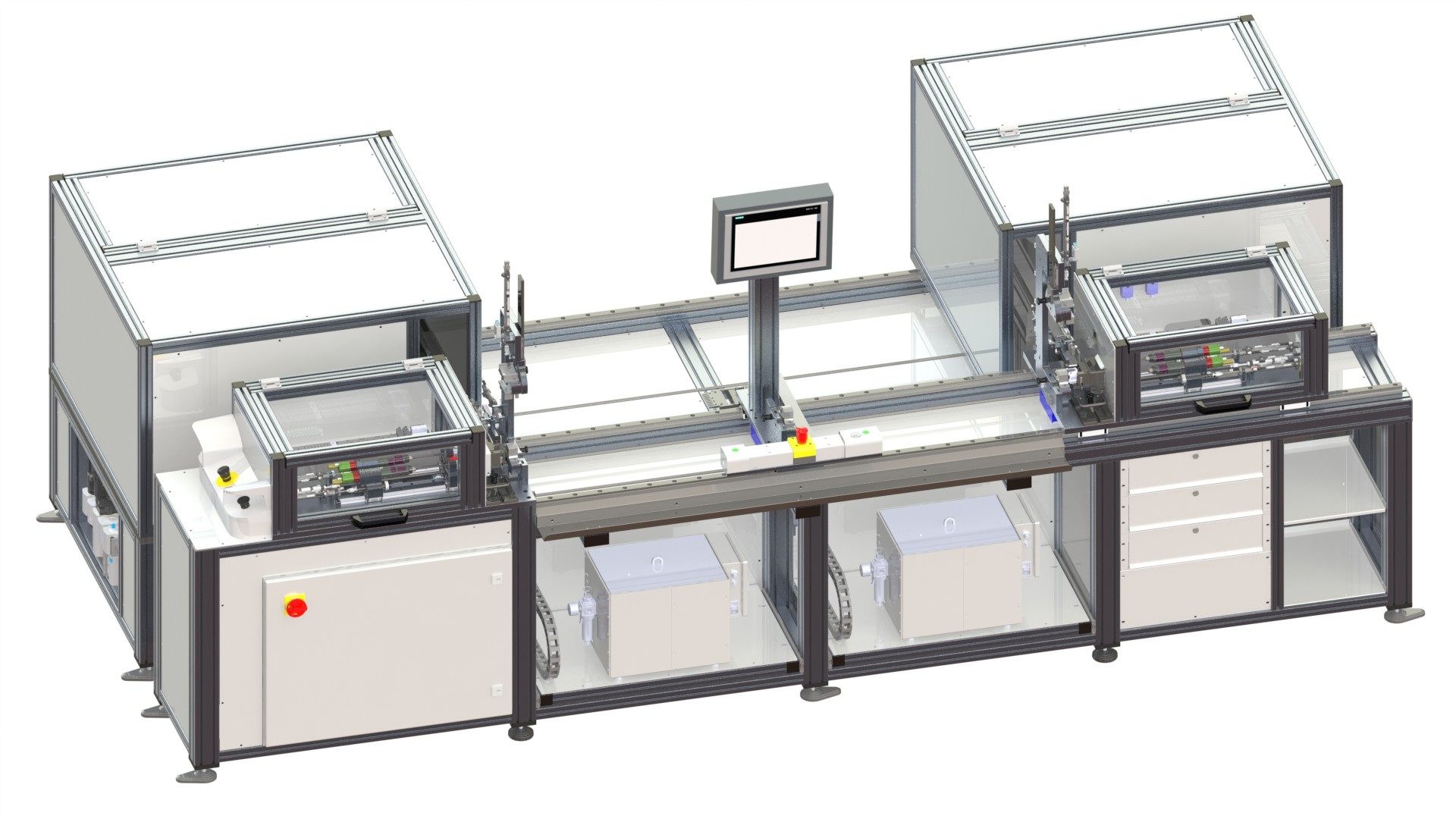 Vollautomatischer Schraubautomat mit Formatvorstellung, umrüstbar auf verschiedene Produktvarianten